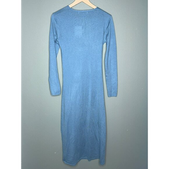 ZARA Wool Blend Wrap Midi Dress Blue Women's Small NWT - Picture 4 of 12
